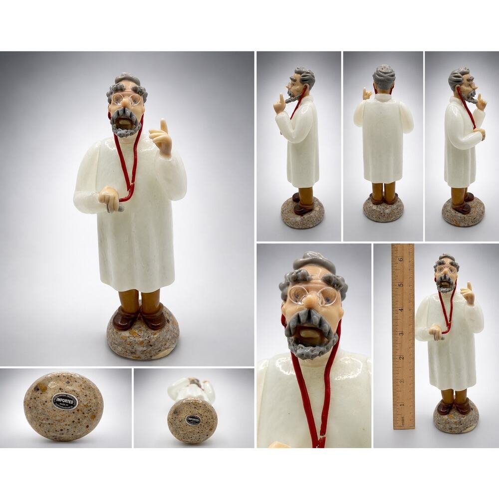Vintage Murano Style Glass Doctor Figurine w/ Stethoscope Hand Blown Art Glass